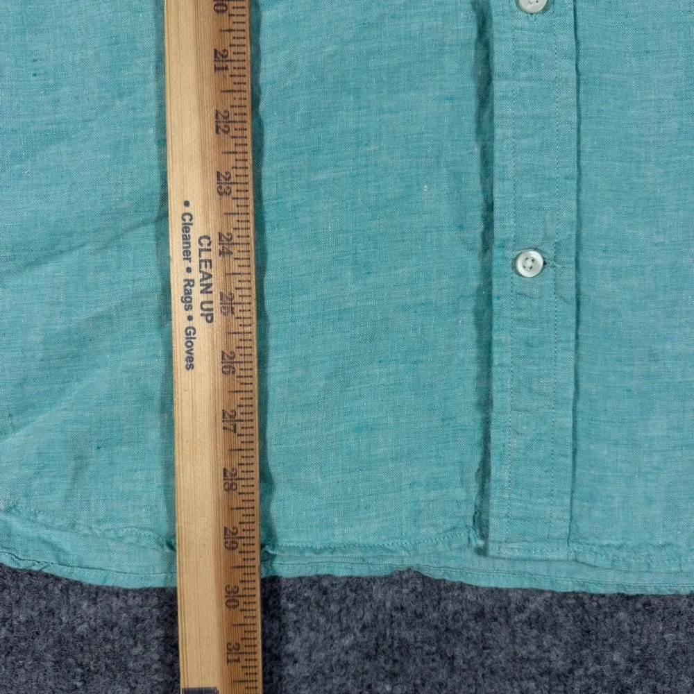 Banana Republic SS Linen Shirt Mens XL Teal Aqua 100% Linen Coastal EUC